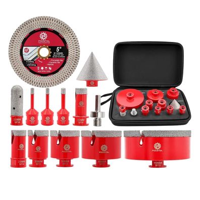 Focstol Diamant Fliesenbohrer Set 13tlg. M14 für Porzellan, Keramik, Fliesen