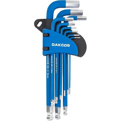 DAKCOS 9-tlg Innensechskantschlüssel Satz mit Kugelkopf, Metrisch HX, 1,5-10mm