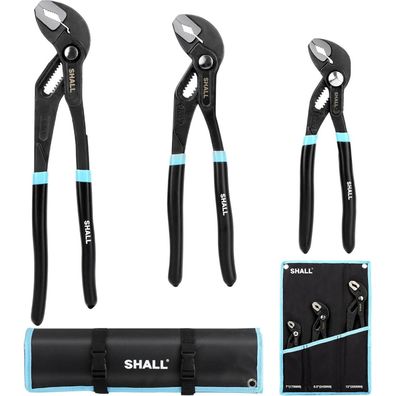 SHALL 3-teiliges Nut-Gelenk-Zangen-Set, Push-Lock Wasserpumpenzange