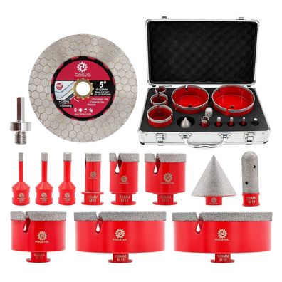 Focstol Diamant Fliesenbohrer Set 13-tlg. M14 für Porzellan, Keramik, Stein