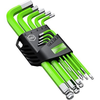 Vorxeon Innensechskantschlüssel Set 9tlg (1.5-10mm) mit Kugelkopf, Cr-V & S2