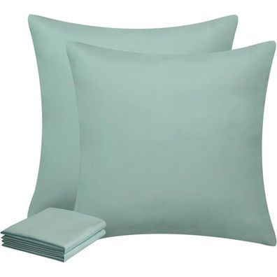 Aisbo Kissenbezug 80x80 cm, 2er Set, Salbeigrün, Mikrofaser, mit