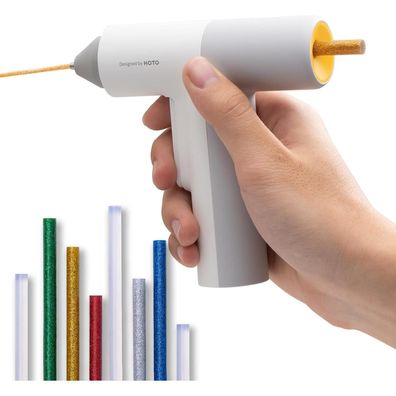 HOTO Akku Heißklebepistole Pro, Kabellos, mit 40 Klebesticks, Automatische