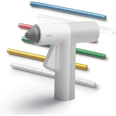 HOTO Akku Heißklebepistole, kabellos mit USB-C, 30s Schnellaufheizung, inkl. 10