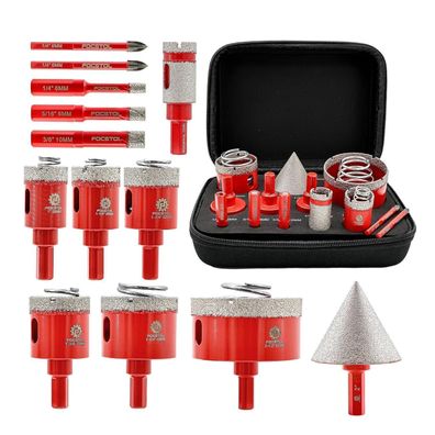 Focstol Diamant Fliesenbohrer Set, 13-teilig für Fliesen, Keramik, Marmor