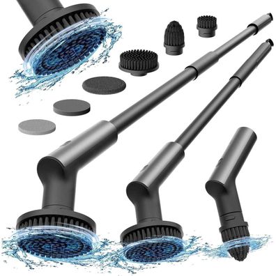 HOTO Elektrische Reinigungsbürste mit Verlängerungsstiel, IPX7 Wasserdicht, 6