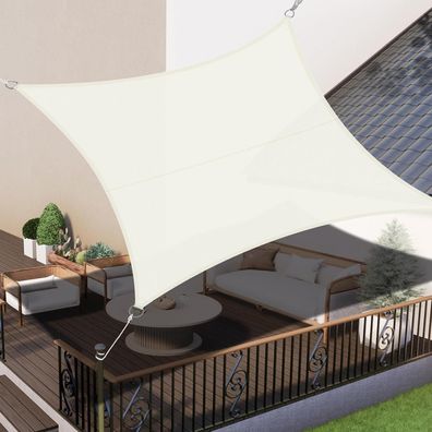 LOVE STORY Sonnensegel 5x5m Rechteckig Cremeweiß - Wasserdicht, 95% UV-Schutz