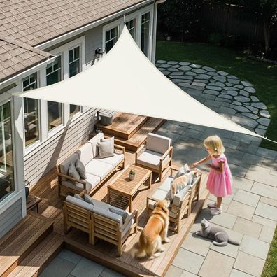 LOVE STORY Sonnensegel Dreieckig 2.5x2.5x2.5m Wasserdicht Cremeweiß - 95