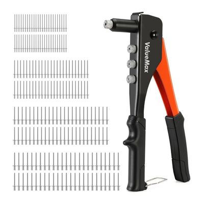 ValueMax 4-in-1 Nietzange Set mit 200 Nieten (2,4-4,8 mm) - Blindnietzange für