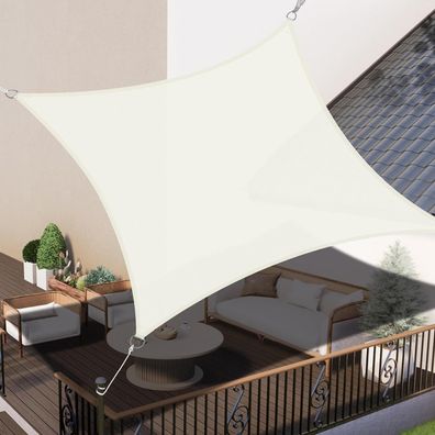 LOVE STORY Sonnensegel 3x3m Rechteckig Cremeweiß - Wasserdicht, 95% UV-Schutz