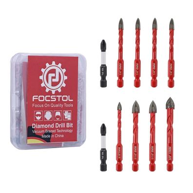 Focstol 10tlg. Hartmetallbohrer Set mit Sechskantschaft für diverse Materialien