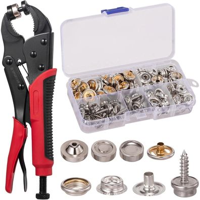 Spurtar Schweres Druckknopf Set mit Zange, 40 Sätzen 15mm Knöpfe für Leder