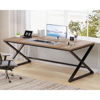 LVB Moderner großer Computertisch für Home Office, Bürotisch aus Holz