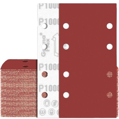 Awutzut Schleifpapier 80 Stück, 93x185 mm, Klett, Körnung 1000, 8 Löcher für