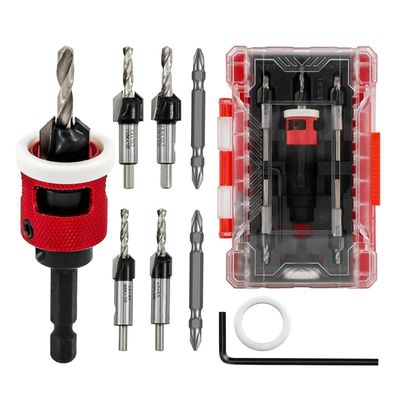 Focstol Bohrsenker-Set mit Tiefenanschlag - 5 Stück (3,2-4,8mm) Kegelsenker mit