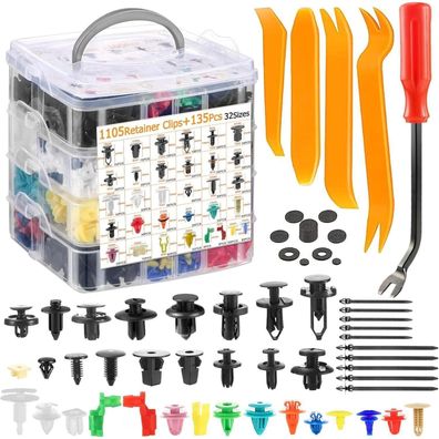 Uolor 1240 Stücke Auto Befestigung Clips Universal 32 Arten Türverkleidung