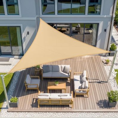LOVE STORY Sonnensegel Dreieckig 5x5x5m Wasserdicht Sandbeige - UV-Schutz für