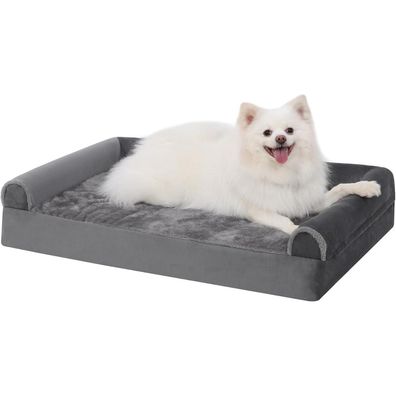 KSIIA Orthopädisches Hundebett 90x57x16cm, abnehmbarer Bezug, 3 erhöhte Ränder