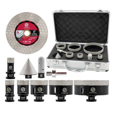 Focstol Diamant Fliesenbohrer Set, 10-teilig inkl. Fasenbohrer, Fingerfräser