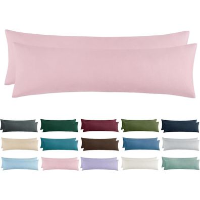 Aisbo 2er Set Kissenbezug 40x145 cm Rosa - Seitenschläferkissen Bezug aus