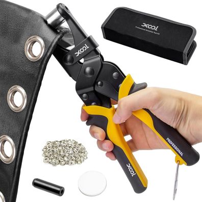 XOOL Ösenwerkzeug-Set mit 200 Metallösen (10mm), Lochstanzer und Tasche für DIY