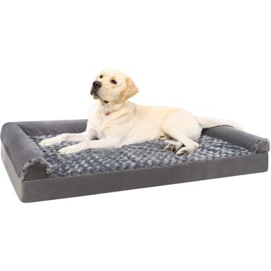 KSIIA Orthopädisches Hundebett Grau 91x68x16cm - Waschbarer Bezug & Erhöhte