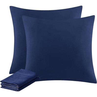 Aisbo Kissenbezug 40x40 cm (2er Set) - Blau, Mikrofaser, Reißverschluss,