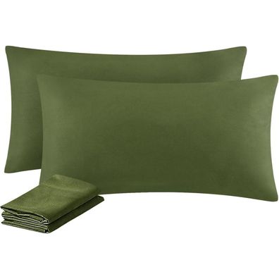 Aisbo Kissenbezug 40x80 cm (2er Set) - Olivgrün, Mikrofaser, mit