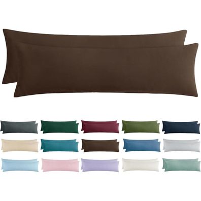 Aisbo Kissenbezug 2er Set 40x145 cm Braun, Mikrofaser, mit Reißverschluss