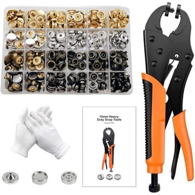 Jenmayt Schweres Druckknopf Set mit Zange, 100 Sets 15mm Heavy Duty Profi