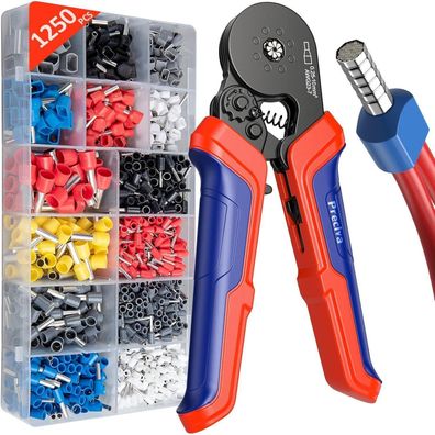 Preciva Crimpzangen Set 1250-tlg. mit 8-seitiger Zange (0,25-10 mm²) und