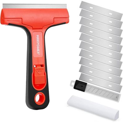 Maxpower Tapetenentferner mit 10 Klingen, Profi Fensterschaber 100mm für