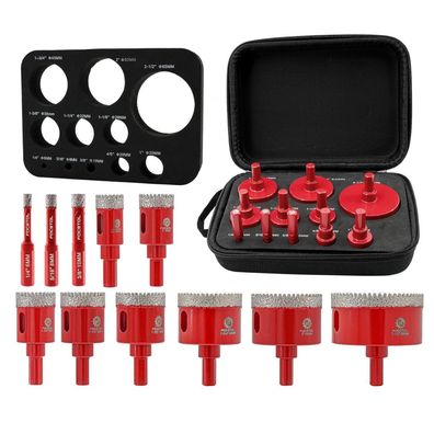 Focstol Diamant Fliesenbohrer Set, 11-teilig (6-65mm), für harte Fliesen und