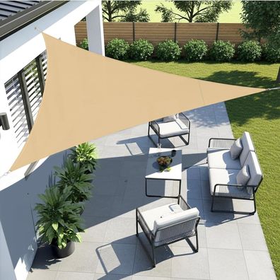 LOVE STORY Sonnensegel Dreieckig 4x4x4m Wasserdicht Sandbeige - 95% UV-Schutz