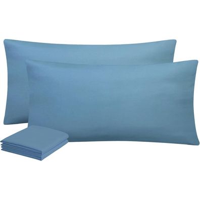 Aisbo Kissenbezug 40x80 cm (2er Set) - Denimblau, Mikrofaser, mit