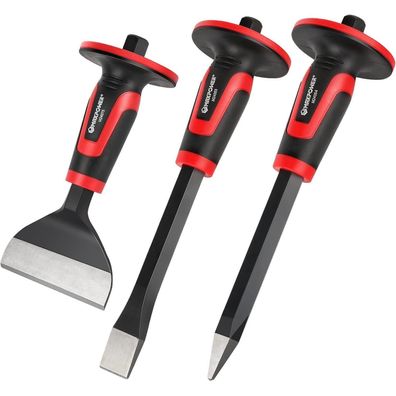 Maxpower Handmeißel Set 3 Stück mit Handschutz - Spitzmeißel