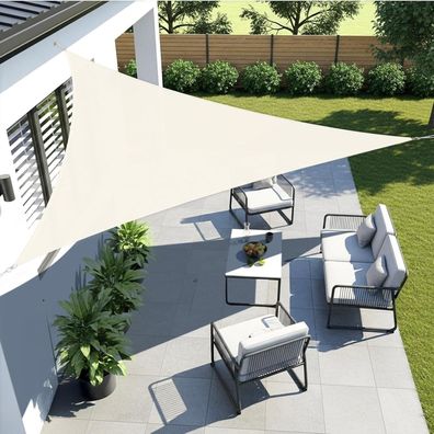 LOVE STORY Sonnensegel Dreieckig 4x4x4m Cremeweiß - Wasserdicht, 95% UV-Schutz