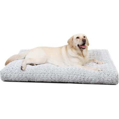 KSIIA Hundebett L 90x60cm Hellgrau - Waschbar, flauschig, rutschfest