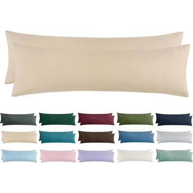 Aisbo Kissenbezug 40x145 2er Set - Seitenschläferkissen Bezug Khaki mit