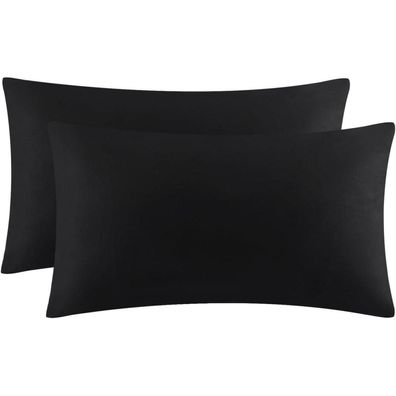 Aisbo Kissenbezug 30x50 cm, 2er Set, Schwarz, Mikrofaser, mit Reißverschluss