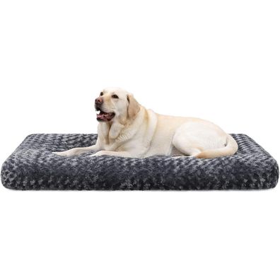 KSIIA Hundebett XXL, Waschbar, Flauschig, Dunkelgrau 122x74cm