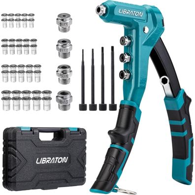 Libraton Nietmutternzange 9,5" Set mit 40 Nietmuttern (M3-M6) und Tragetasche