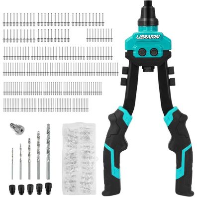 Libraton Zweihand-Popnietenzange Set mit 250 Aluminiumnieten, 5 Düsen und 5