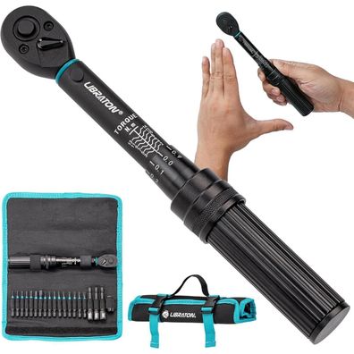Libraton Drehmomentschlüssel 1/4 Zoll, 2-14 Nm, 72 Zähne, inkl. Bits und