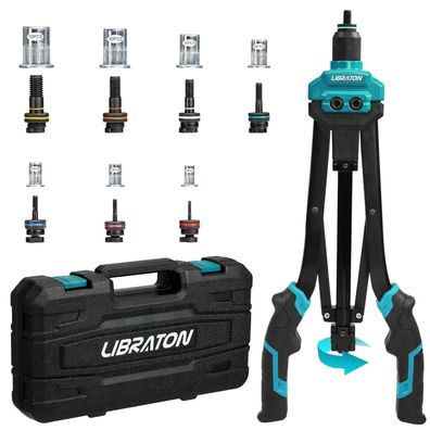 Libraton Nietmutternzange-Set 16 Zoll mit 7 metrischen Dornen und 70 Nietmuttern