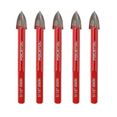 Focstol Fliesenbohrer Set 8mm (5 Stück) Hartmetallbohrer mit Dreikantschaft für