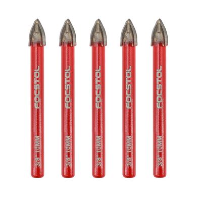 Focstol Fliesenbohrer Set 10mm - 5 Stück Hartmetallbohrer mit Rundschaft für