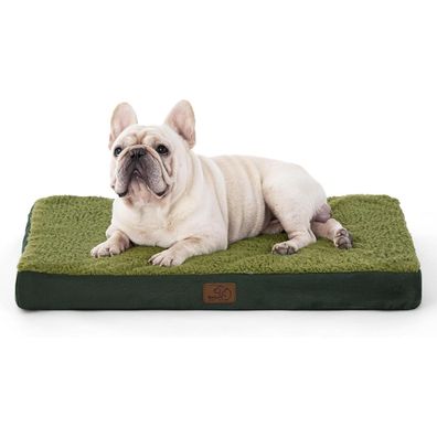 Bedsure Orthopädisches Hundebett L (76x51x8cm) Dunkelgrün - Flauschiges