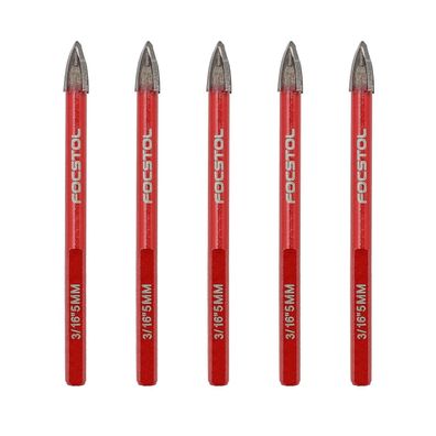 Focstol Fliesenbohrer Set 5mm - 5 Stück Hartmetallbohrer mit Dreikantschaft für
