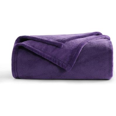 Aisbo Kuscheldecke 130x150 cm Violett - Flauschige Fleecedecke für Sofa und